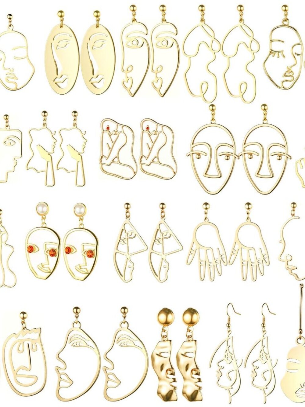 20 Pair Human Face Abstract Design Face Hand Hollow Hand Shaped Geometric